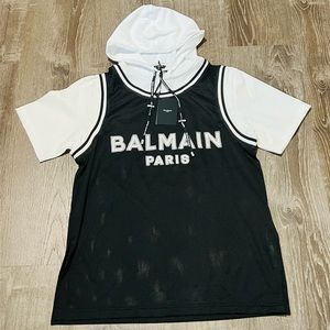 BALMAIN***Men’s Shortsleeve Black Jersey Top***Med. $789